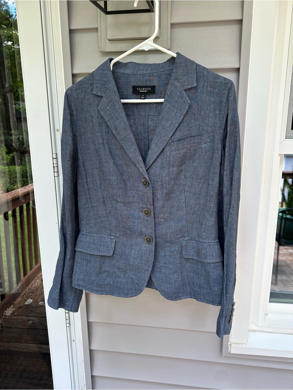 Talbots Slate Blue Linen Blazer Size 10